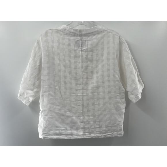 Rails Women's Short Sleeve Thea Powder Neck Blouse Cropped White Size Small - Picture 2 of 8